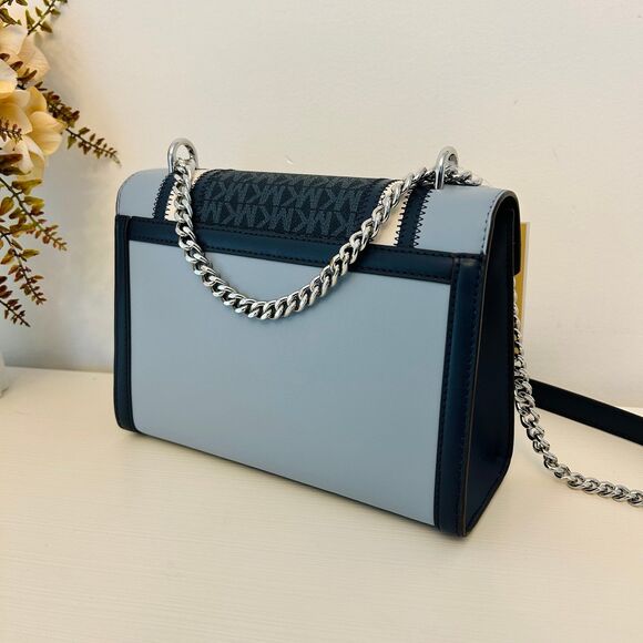 Michael Kors Whitney Medium Flap Chain Crossbody Shoulder Bag Navy Multi - Picture 5 of 11